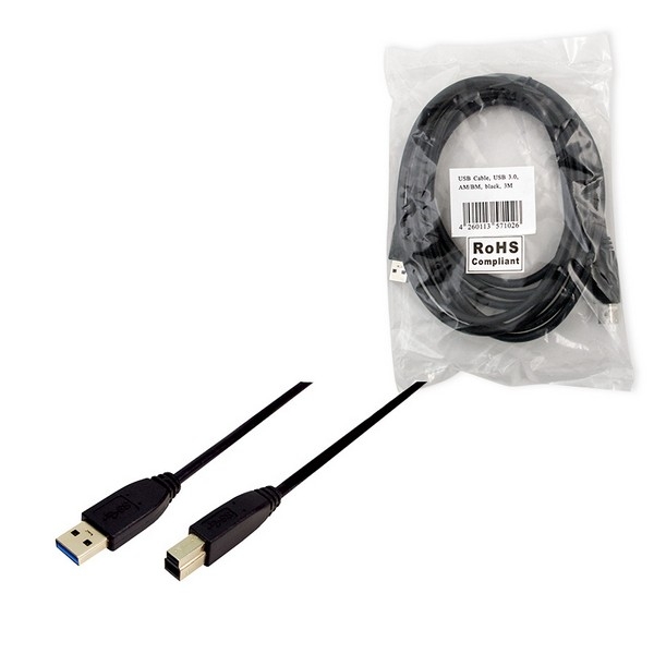 LogiLink USB 3.0 Cable, black, 1.0m, 
USB-A Male to USB-B Male