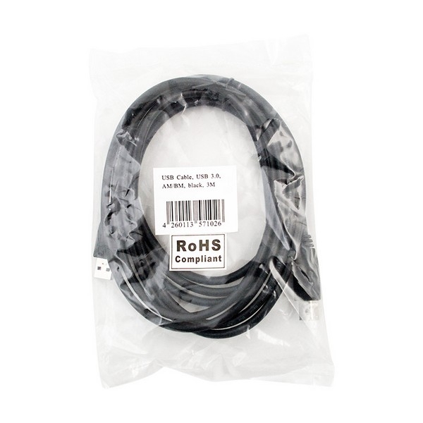 LogiLink USB 3.0 Cable, black, 3.0m, 
USB-A Male to USB-B Male