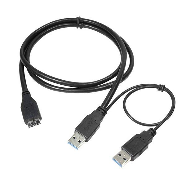 LogiLink USB 3.0 Y Power Cable, black, 1.8m, 
2x USB-A Male to Micro-B USB Male
