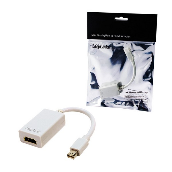 LogiLink Mini DisplayPort to HDMI Adapter, 
Mini DP 20-pin Male to HDMI 19-pin Female