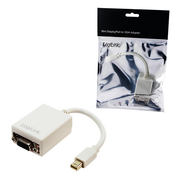 LogiLink Mini DisplayPort to VGA Adpater, 
Mini DP 20-pin Male to HD DB15 Female