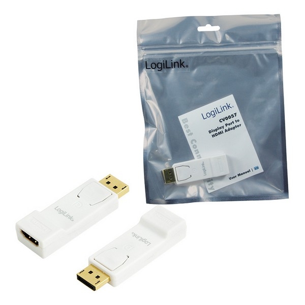 LogiLink DisplayPort to HDMI Adapter, 
DP Male - HDMI Female, with locking mechanism