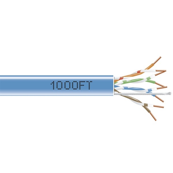 BlackBox GigaBase 350 CAT5e Solid Bulk Cable,
UTP 24AWG, PVC, 1,000-ft. / 305m, blue