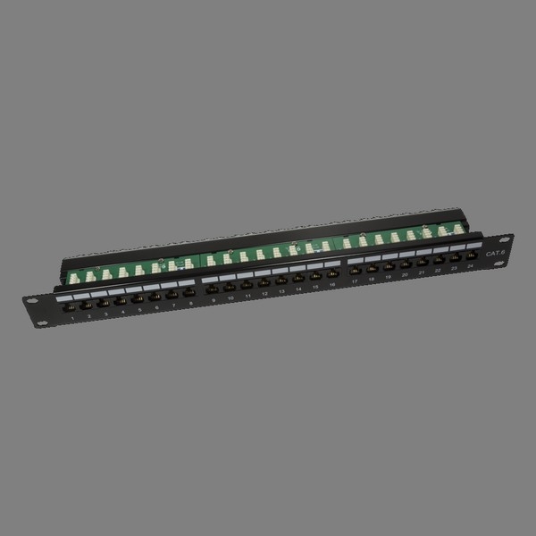 LogiLink 19 in. CAT6 Patch Panel, 24-port, UTP, black,
1U, steel housing, with cable support bar