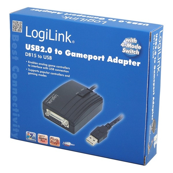 LogiLink USB 2.0 to Gameport Adapter, black, 1.5m, 
USB2.0-A Male to DSUB 15-pin Female